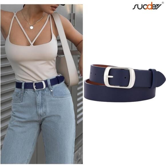 Fashion Womens Leather Belt, Soft Leather Waist Belt with Pin Buckle - Picture 5 of 5